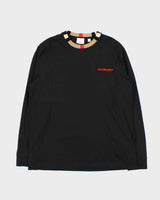Burberry Jayson Black Nova Check Collared Long Sleeve T-Shirt - M