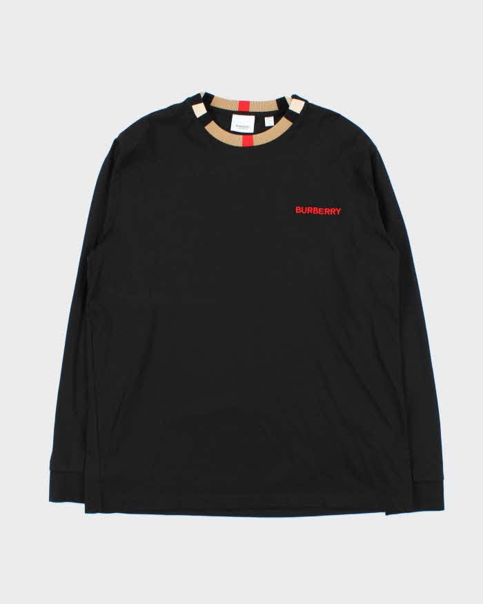 Burberry Jayson Black Nova Check Collared Long Sleeve T-Shirt - M