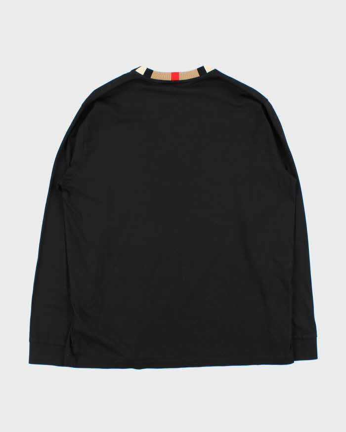 Burberry Jayson Black Nova Check Collared Long Sleeve T-Shirt - M