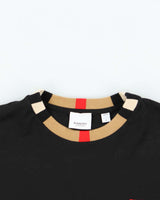 Burberry Jayson Black Nova Check Collared Long Sleeve T-Shirt - M