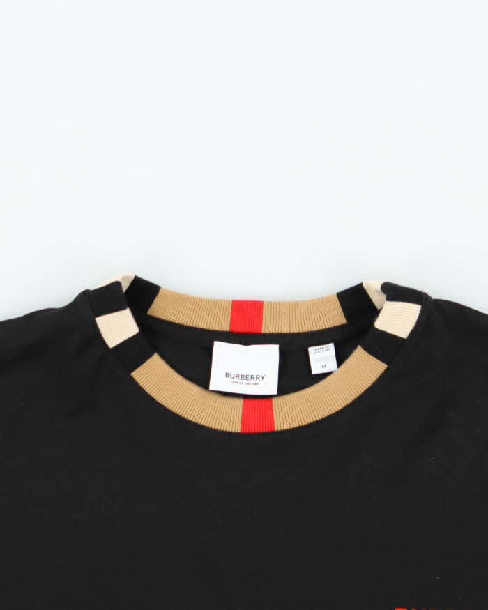 Burberry Jayson Black Nova Check Collared Long Sleeve T-Shirt - M