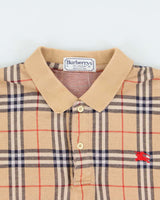 Vintage 1980s Burberry Nova-Check Long Sleeve Polo Shirt - L