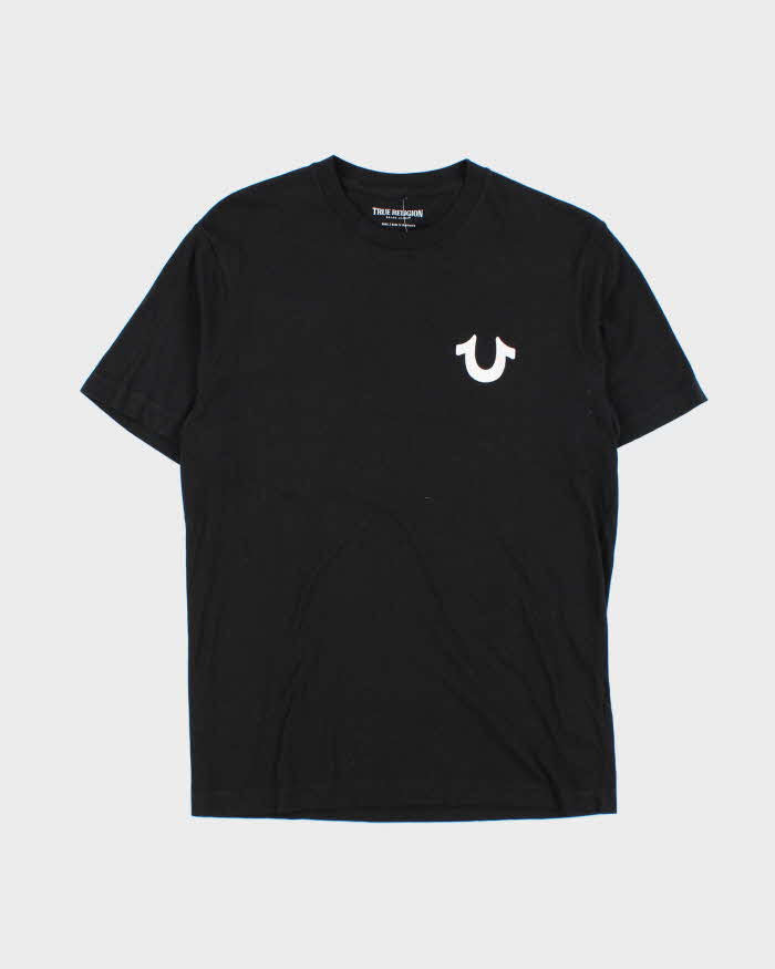 True Religion Black Felt Logo Crewneck T-Shirt - S