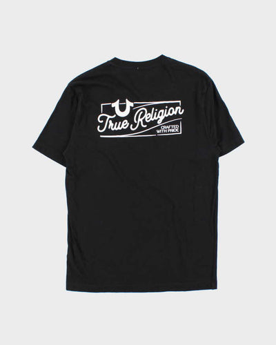 True Religion Black Felt Logo Crewneck T-Shirt - S