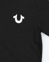 True Religion Black Felt Logo Crewneck T-Shirt - S