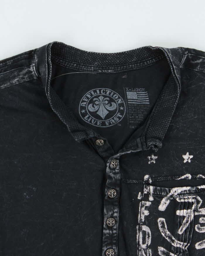 Vintage Y2K 00s Affliction Live Fast Henley T-Shirt - XL