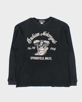 Vintage 1990s Indian Motorcycle Waffle Knit Cotton Long Sleeve T-Shirt - L