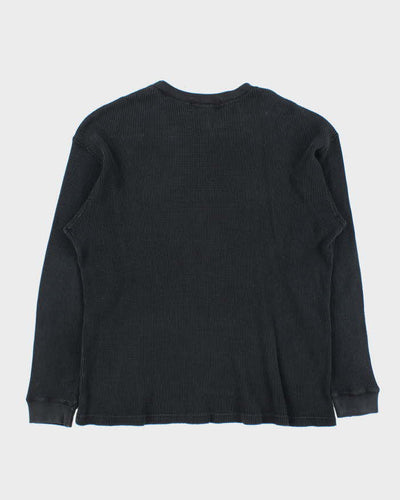 Vintage 1990s Indian Motorcycle Waffle Knit Cotton Long Sleeve T-Shirt - L