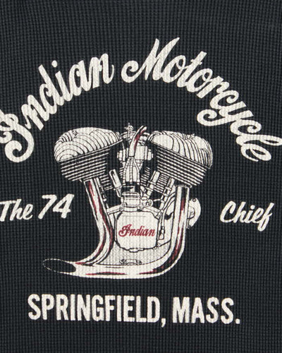 Vintage 1990s Indian Motorcycle Waffle Knit Cotton Long Sleeve T-Shirt - L
