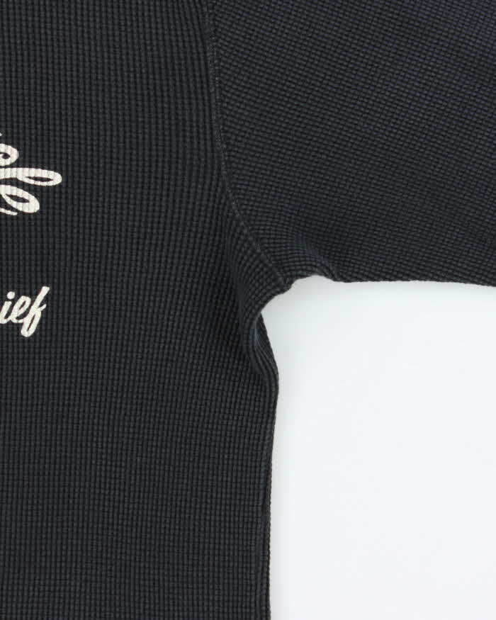 Vintage 1990s Indian Motorcycle Waffle Knit Cotton Long Sleeve T-Shirt - L