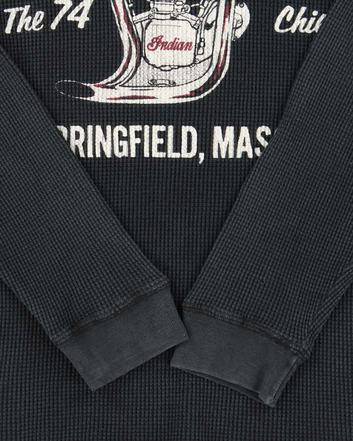 Vintage 1990s Indian Motorcycle Waffle Knit Cotton Long Sleeve T-Shirt - L