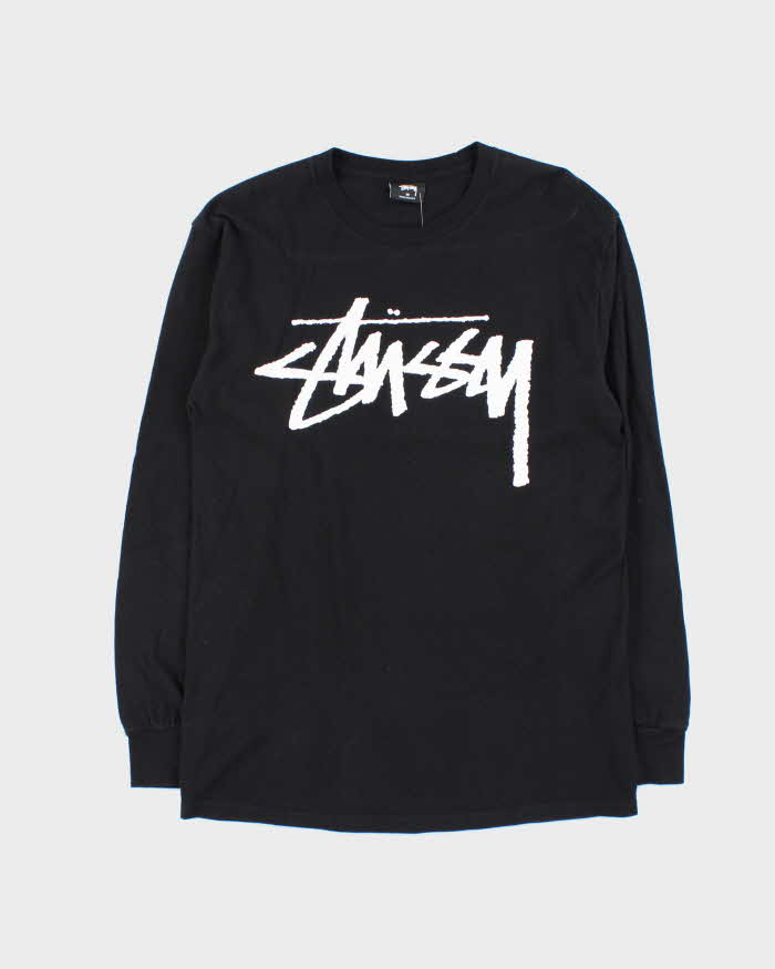 Stussy Spell Out Cracked Print Long Sleeve T-Shirt - M