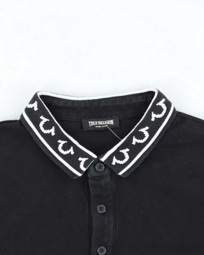 Vintage True Religion Jacquard Long Sleeve Polo Shirt - XL
