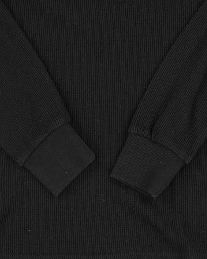 True Religion Black Waffle Knit Long Sleeve Henley T-Shirt - M