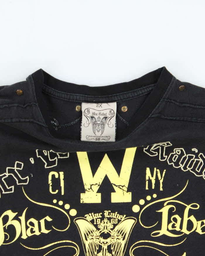 Vintage Y2K 00s Blac Label Gothic Exposed Hem T-Shirt - XL