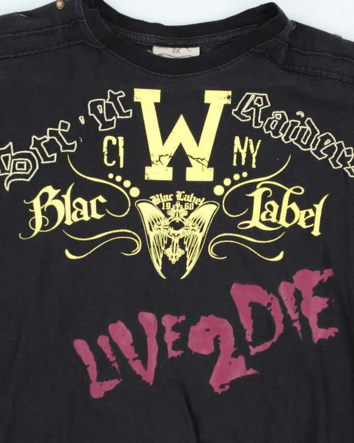 Vintage Y2K 00s Blac Label Gothic Exposed Hem T-Shirt - XL