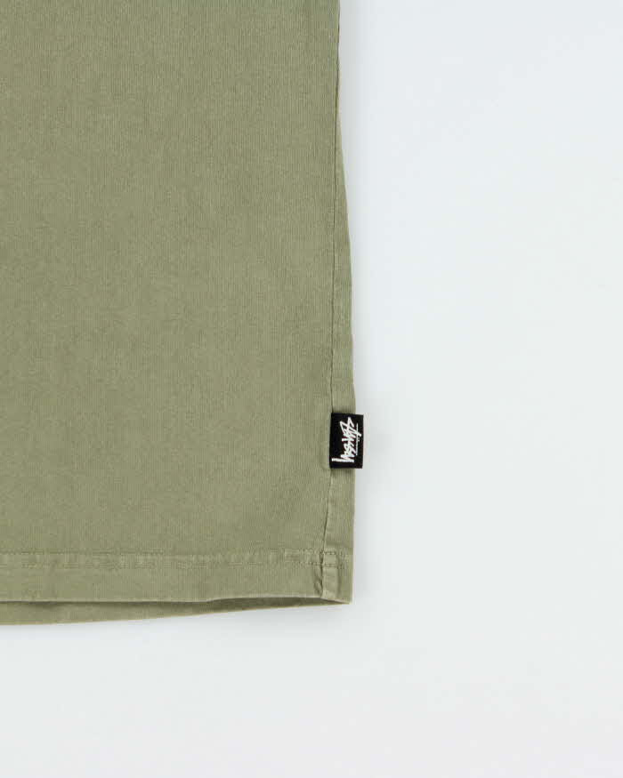 Vintage Stussy Khaki Thick Cotton Crewneck T-Shirt - L