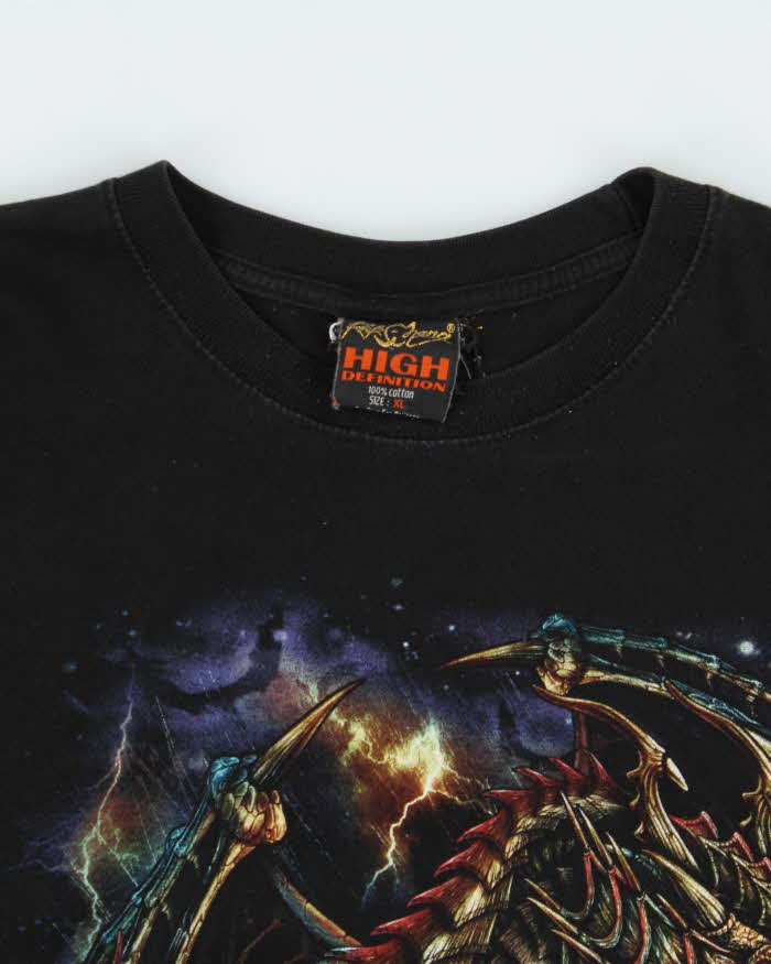 Vintage 90s Dragon Graphic Black Crewneck T-Shirt - XL