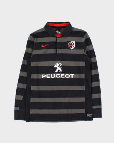 Vintage 00s Nike Toulouse RFC Striped Rugby Shirt - M