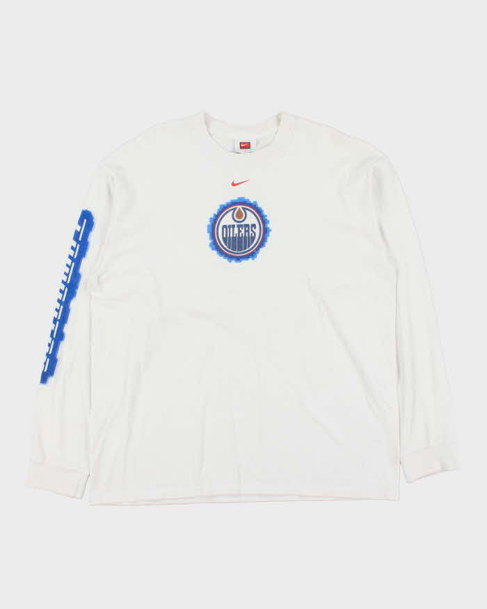 Vintage 00s Nike Centre Swoosh Edmonton Oilers NHL Long Sleeve T-Shirt - L