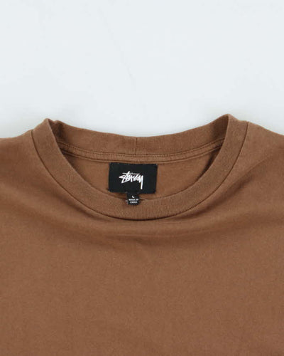 Vintage Brown Stussy Top Form Embroidered Pocket Long Sleeve T-Shirt - L