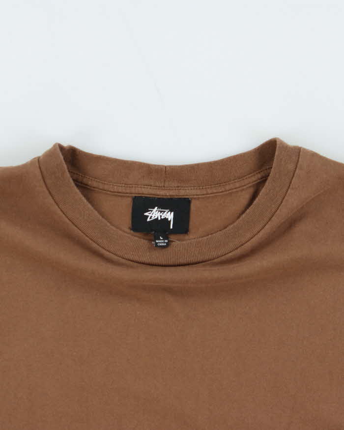 Vintage Brown Stussy Top Form Embroidered Pocket Long Sleeve T-Shirt - L