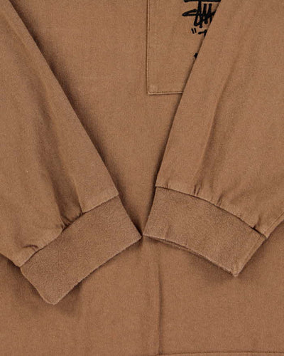 Vintage Brown Stussy Top Form Embroidered Pocket Long Sleeve T-Shirt - L