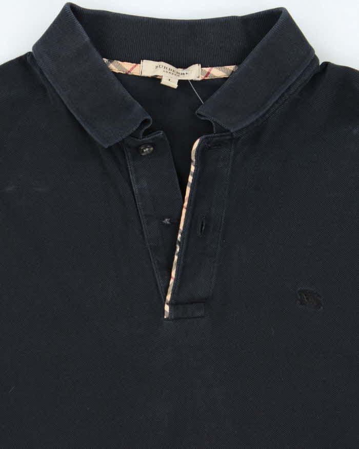 Vintage 00s Burberry Nova Check Trim Short Sleeve Polo Shirt - L