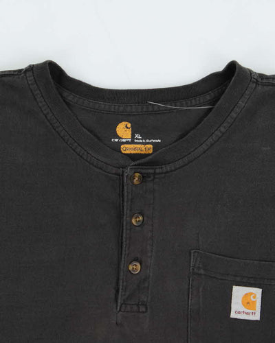 Vintage Carhartt Faded Black Original Fit Pocket Long Sleeve Henley T-Shirt - XL