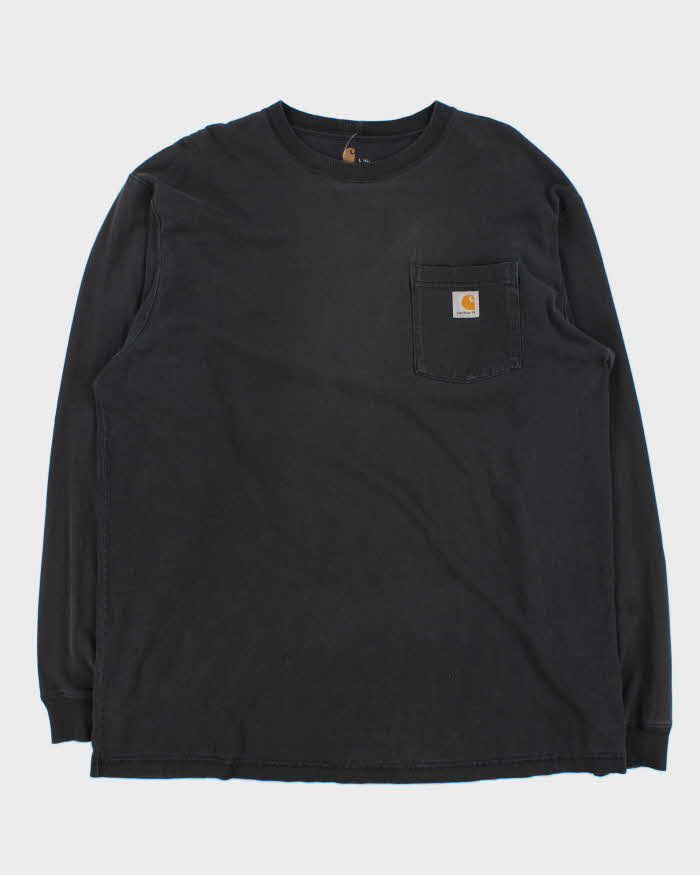 Vintage 00s Carhartt Faded Black Original Fit Pocket Long Sleeve T-Shirt - L