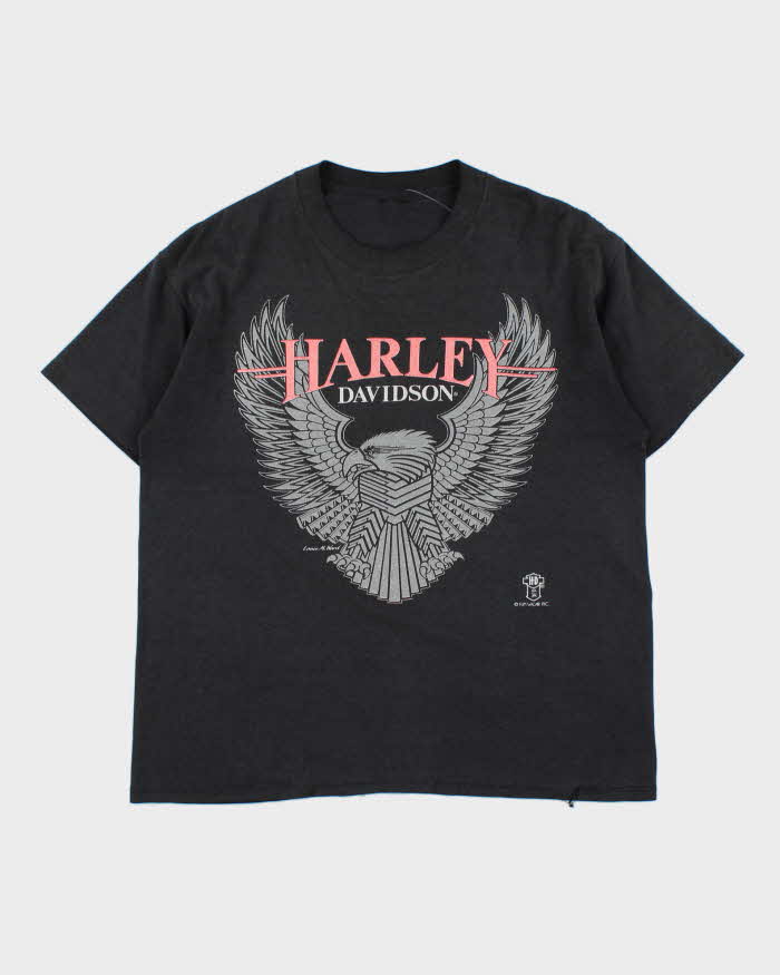 Vintage 1980s Harley Davidson Eagle Faded Black T-Shirt - M