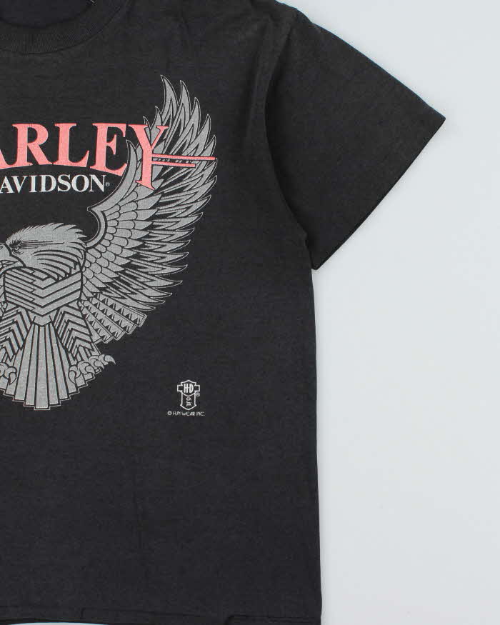 Vintage 1980s Harley Davidson Eagle Faded Black T-Shirt - M
