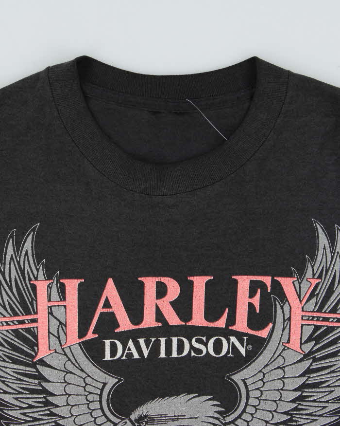Vintage 1980s Harley Davidson Eagle Faded Black T-Shirt - M