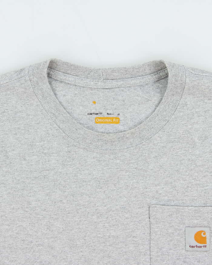 Vintage Carhartt Grey Loose Fit Long Sleeve Pocket T-Shirt - M