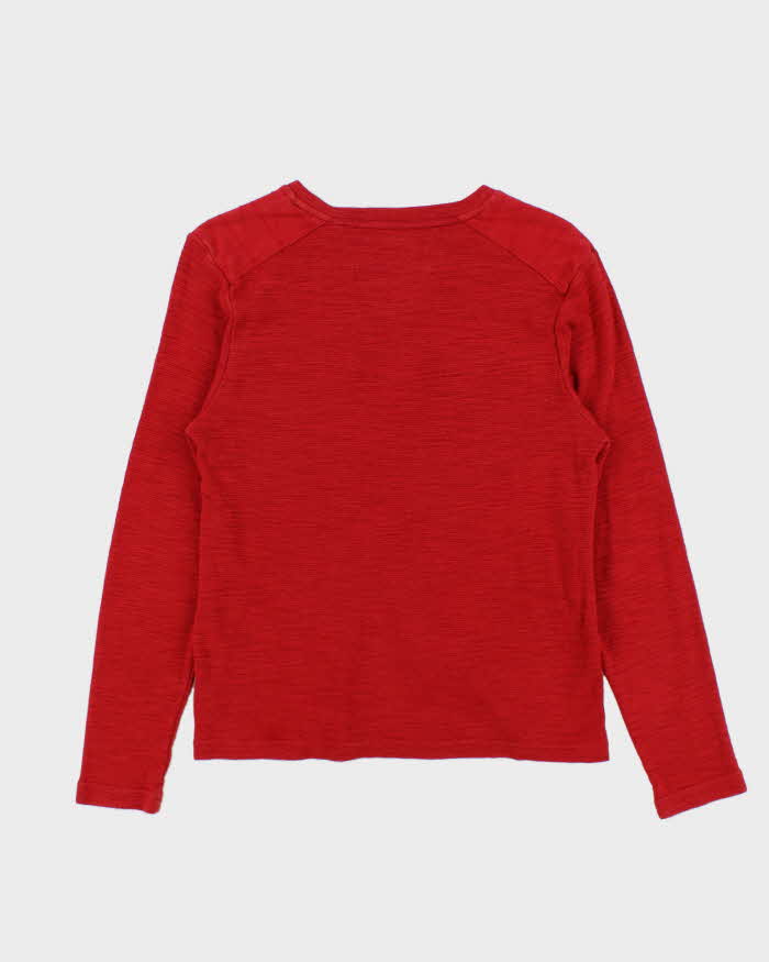 Vintage Y2K Guess Jeans Ribbed V-Neck Long Sleeve T-Shirt - M