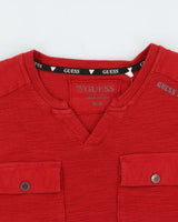 Vintage Y2K Guess Jeans Ribbed V-Neck Long Sleeve T-Shirt - M