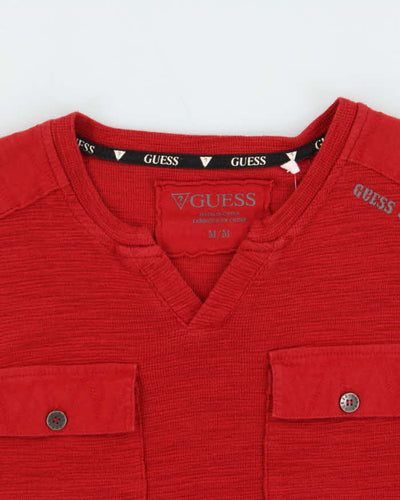 Vintage Y2K Guess Jeans Ribbed V-Neck Long Sleeve T-Shirt - M