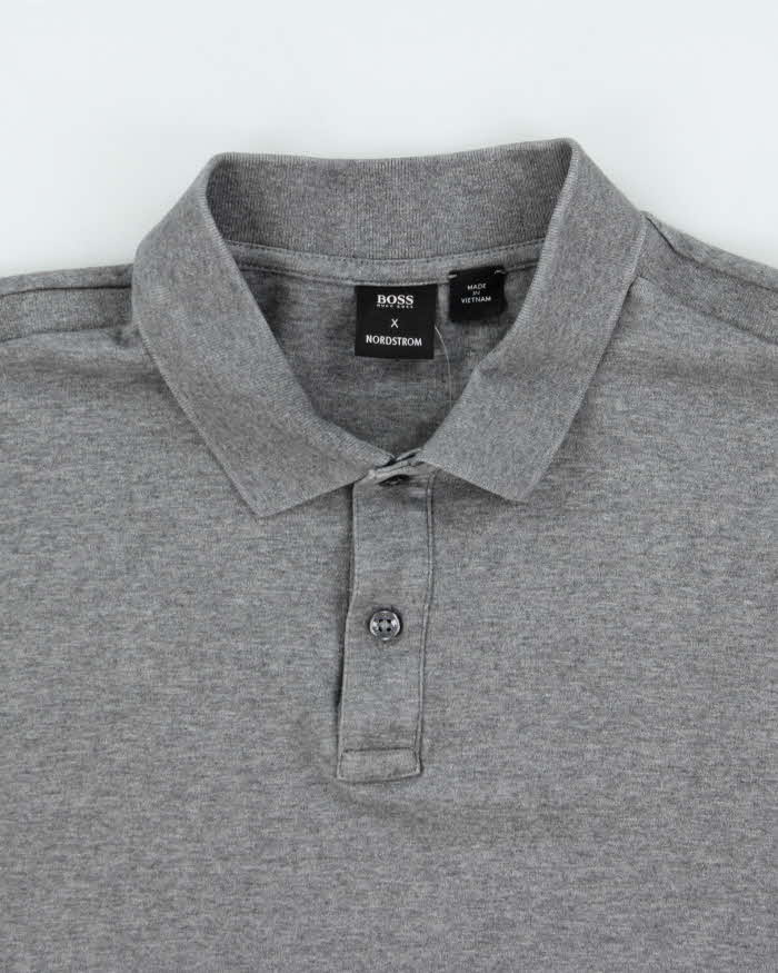 Hugo Boss X Nordstrom Grey Cotton Short Sleeve Polo Shirt - L