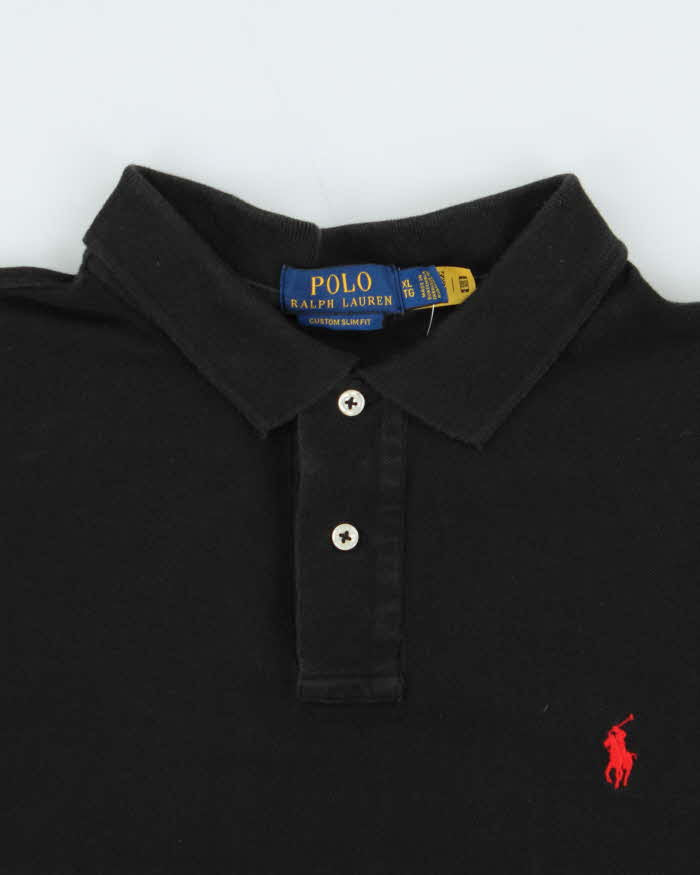 Vintage Polo Ralph Lauren Black Classic Custom Slim Fit Polo Shirt - XL