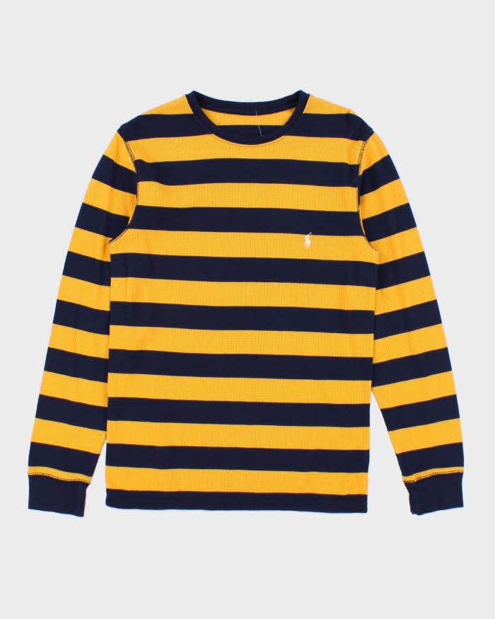 Vintage Polo Ralph Lauren Striped Long Sleeve Crewneck Waffle T-shirt - S