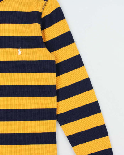 Vintage Polo Ralph Lauren Striped Long Sleeve Crewneck Waffle T-shirt - S