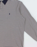 Vintage 1990s Polo Ralph Lauren Striped Pima Cotton Long Sleeve Polo Shirt - L