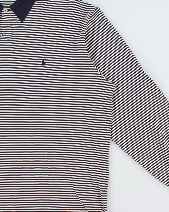 Vintage 1990s Polo Ralph Lauren Striped Pima Cotton Long Sleeve Polo Shirt - L