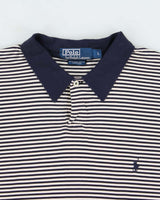 Vintage 1990s Polo Ralph Lauren Striped Pima Cotton Long Sleeve Polo Shirt - L