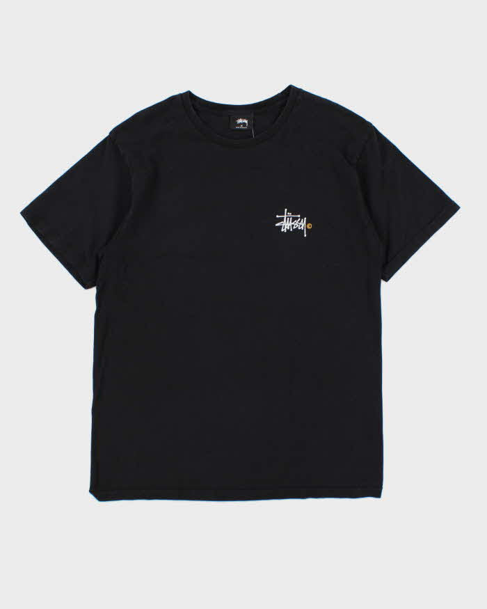 Vintage Stussy Cracked Print Black Short Sleeve T-Shirt - S