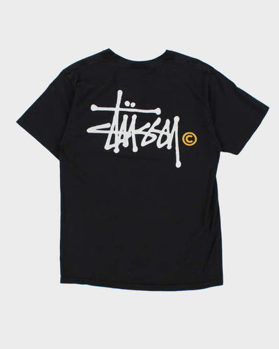 Vintage Stussy Cracked Print Black Short Sleeve T-Shirt - S