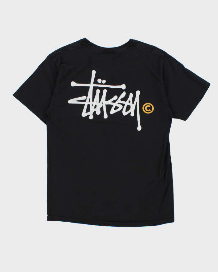 Vintage Stussy Cracked Print Black Short Sleeve T-Shirt - S