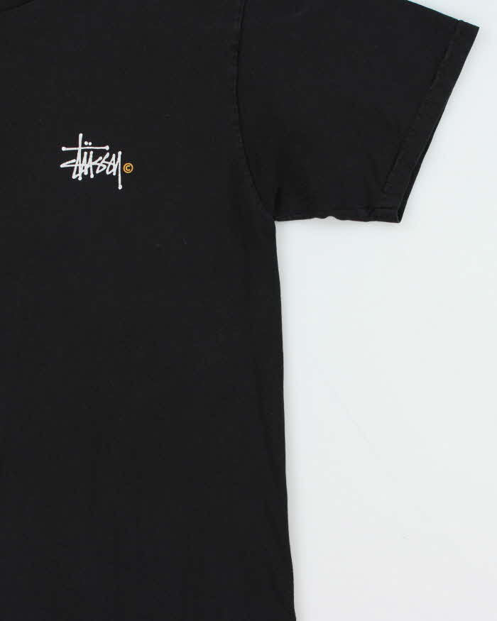 Vintage Stussy Cracked Print Black Short Sleeve T-Shirt - S