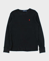 Vintage Polo Ralph Lauren Black Long Sleeve Waffle T-Shirt - L