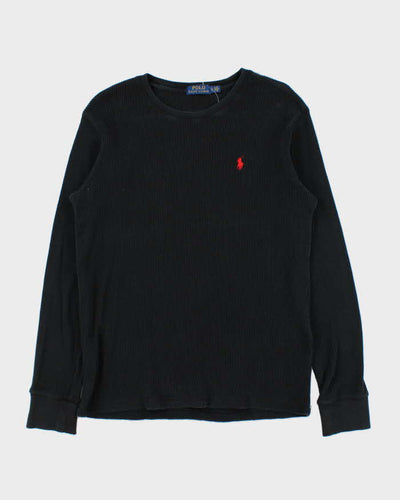 Vintage Polo Ralph Lauren Black Long Sleeve Waffle T-Shirt - L